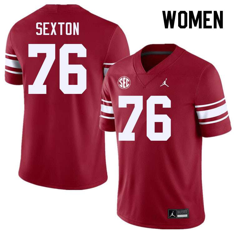 Women #76 Jacob Sexton Oklahoma Sooners 2024 SEC Conference College Football Jerseys-Throwback